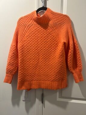 Anthropologie Bright Orange Chunky Turtleneck Sweater
